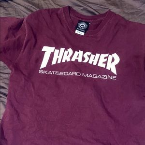 maroon thrasher skateboard magazine tshirt